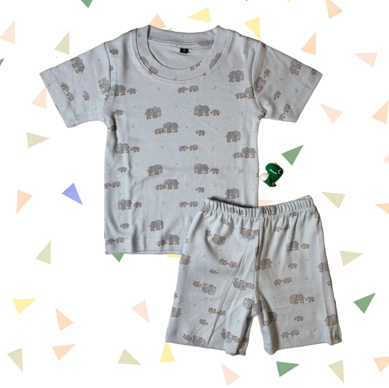 T-shirt with shorts co-ord sets| Interlock Fabric | COORDSET| Mini elephant print
