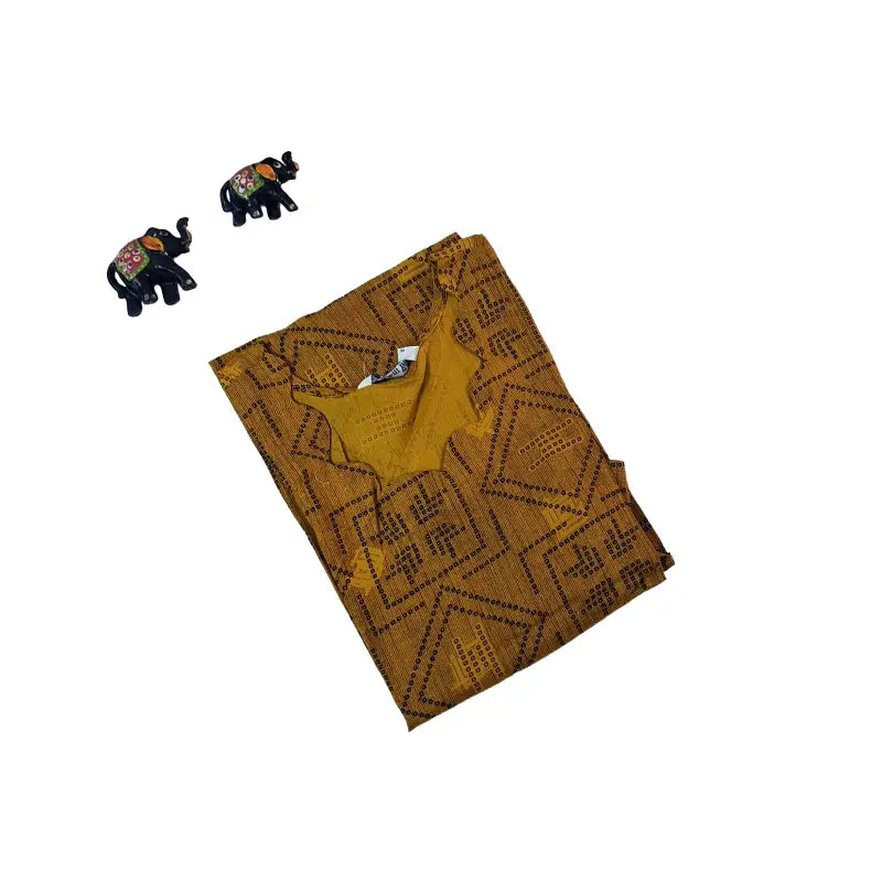 Women Kurti | Straight cut | Mustard yellow rayon kurti with scallop neck