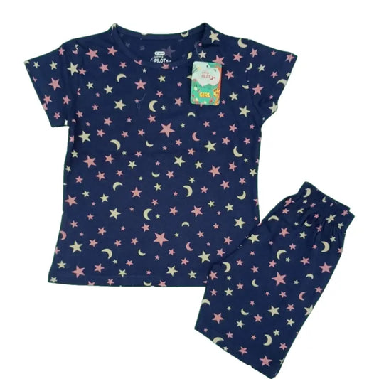 Girls Shorts Set | Moon stars print
