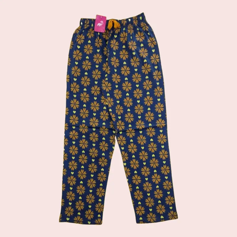 Women Pyjama Pant | Orange flower in navy blue | WPYJAMA