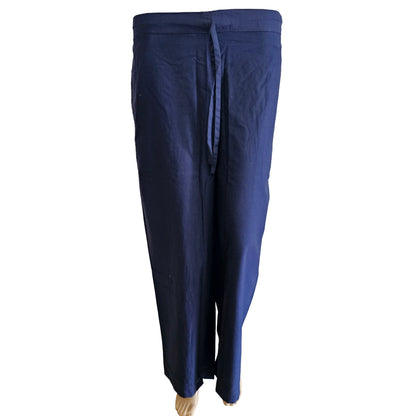 Women's Plain Poplin Palazzo Pants | Navy Blue color
