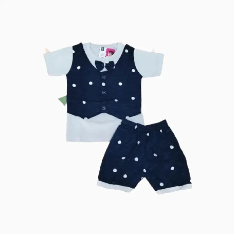 Kids T-shirt with shorts sets |  Navy blue coat with white dot
