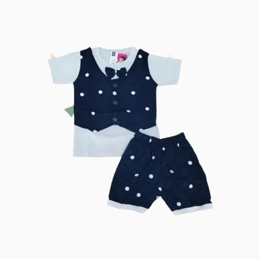 Kids T-shirt with shorts sets |  Navy blue coat with white dot