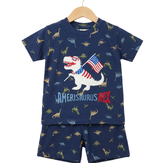 Baby Boy Set | Navy with Dino print