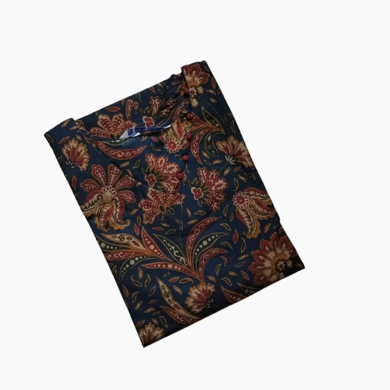 Women Kurti | Straight cut | Navy with flowers print