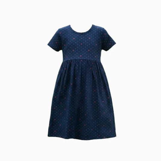 Cotton Frocks  | Dark navy blue with polkha  print