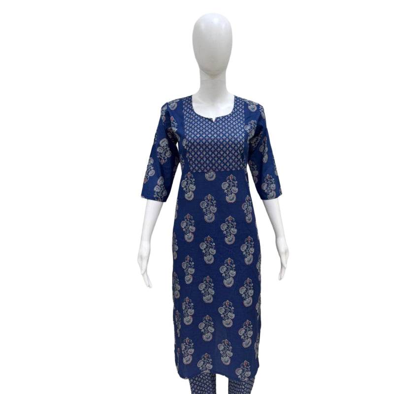 Women Kurti | Straight cut | Navy Floral Print