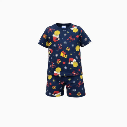 T-shirt with shorts | Co-ord Sets| BSS| Navy gift themed print