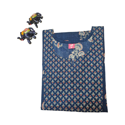 Women Kurti | Straight cut | Navy Floral Print