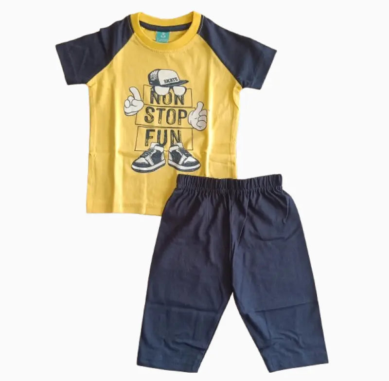 Kids Capri set|  Yellow Non Stop Fun