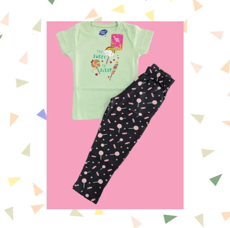 Girls Pant Set | Too sleep print