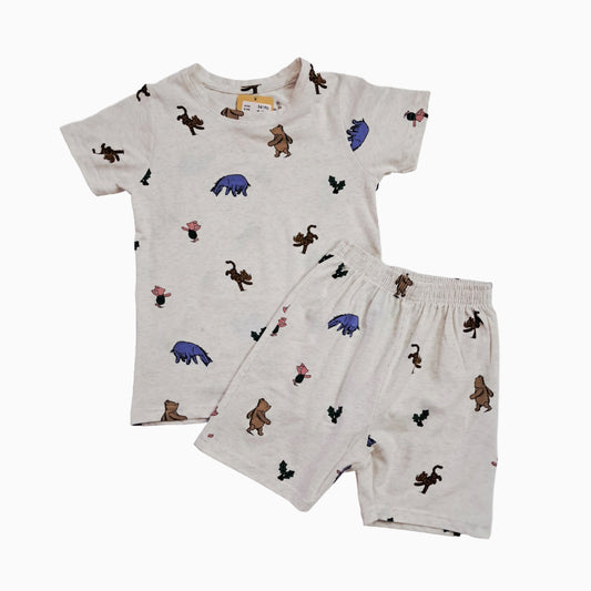 T-shirt with shorts | Co-ord Sets| BSS| Bear print in light sandal