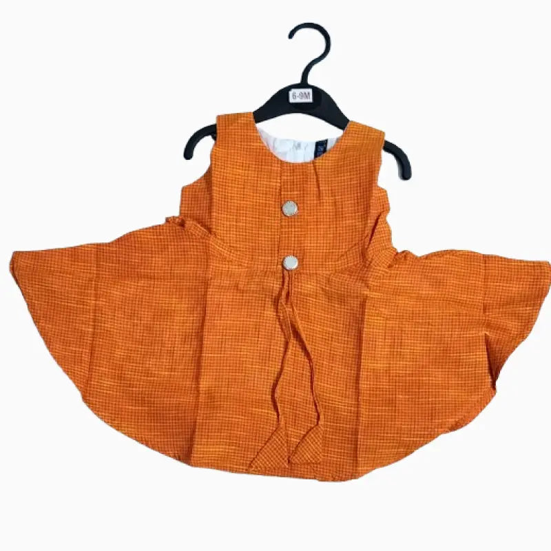 Cotton Frock | With lining Material | Orange
