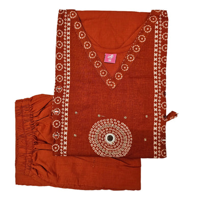 Women kurti with pant | Orange Bhandhuni set