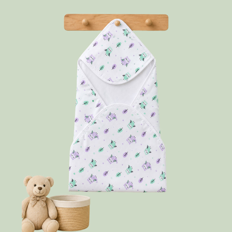 Muslin Hooded Towel | 75cmx75cm | Owl print
