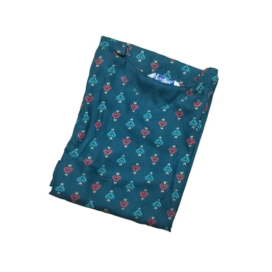 Women Kurti | Straight cut | Peacock green rayon kurti with prints