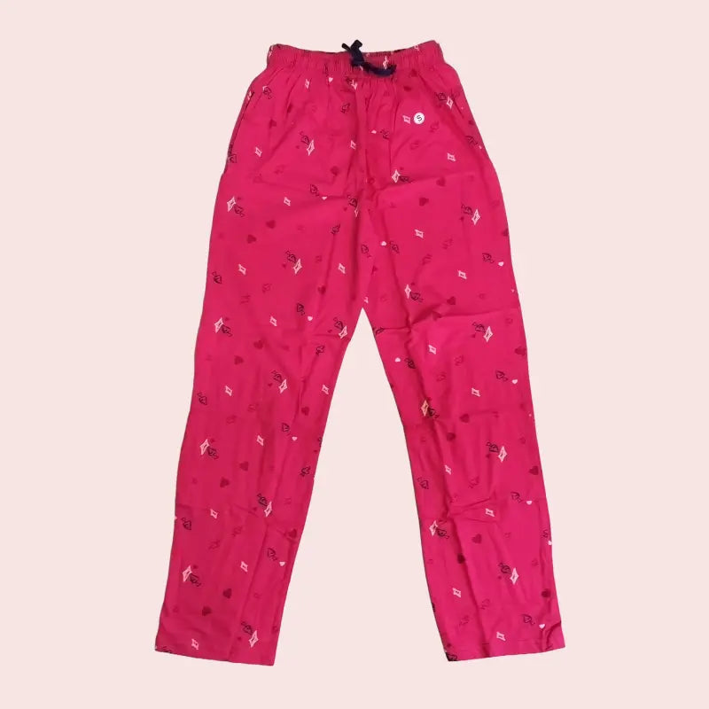 Women Pyjama Pant | Small prints (spade, diamond) in Pink | WPYJAMA