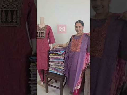 Women kurti with pant | Kantha cotton sets Majenta color | kanthaset