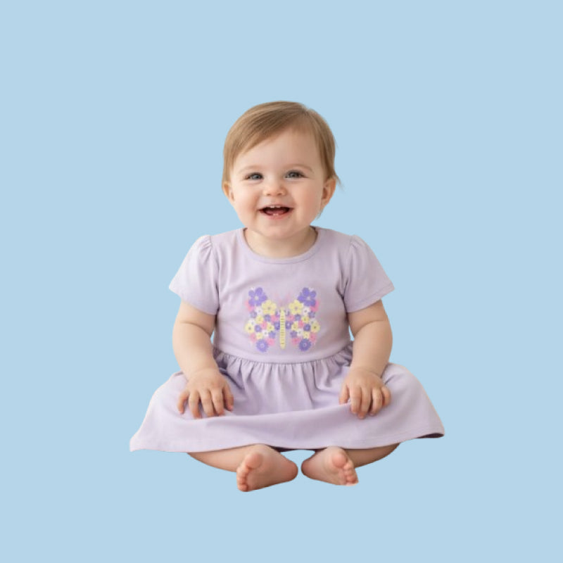 Baby Frock |  Girl baby frock | Butterfly in purple