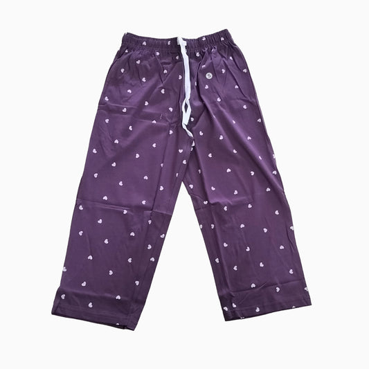 Women Capri Pant | Dark purple in white heart | CAPRIS