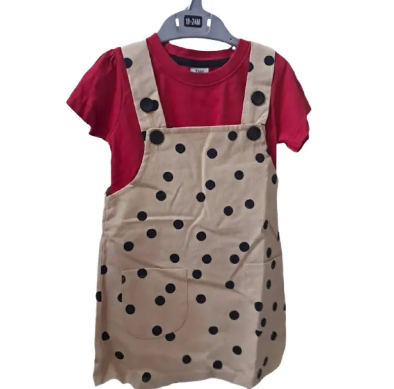 Girls hosiery Cotton Dungaree | Polka dots in striped skin base
