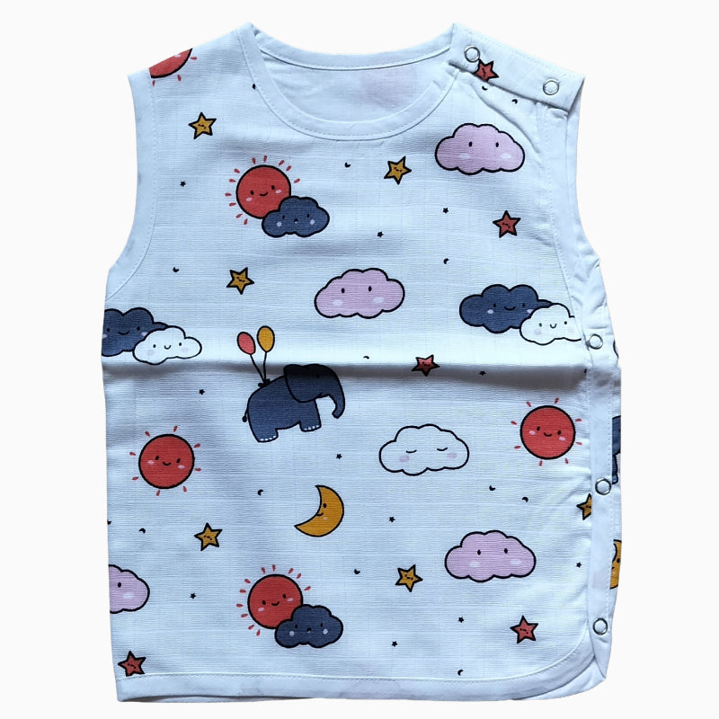 Premium Muslin Side-Snap Book Jabla | Cloud and sun print