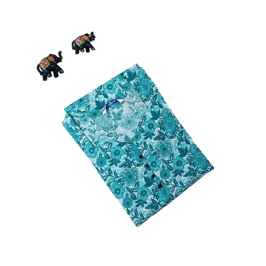 Women Kurti | Straight cut | Rama green florals in white base