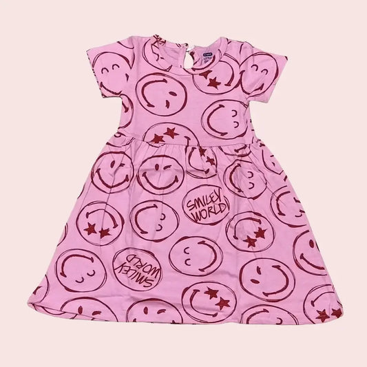 Cotton Frocks | Smiley world in pink