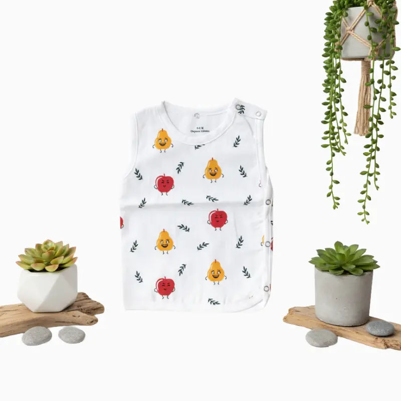 Premium Muslin Side-Snap Book Jabla  | Fruits print