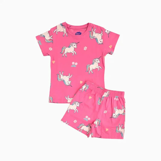 Girls Shorts Set | Unicorn in pink