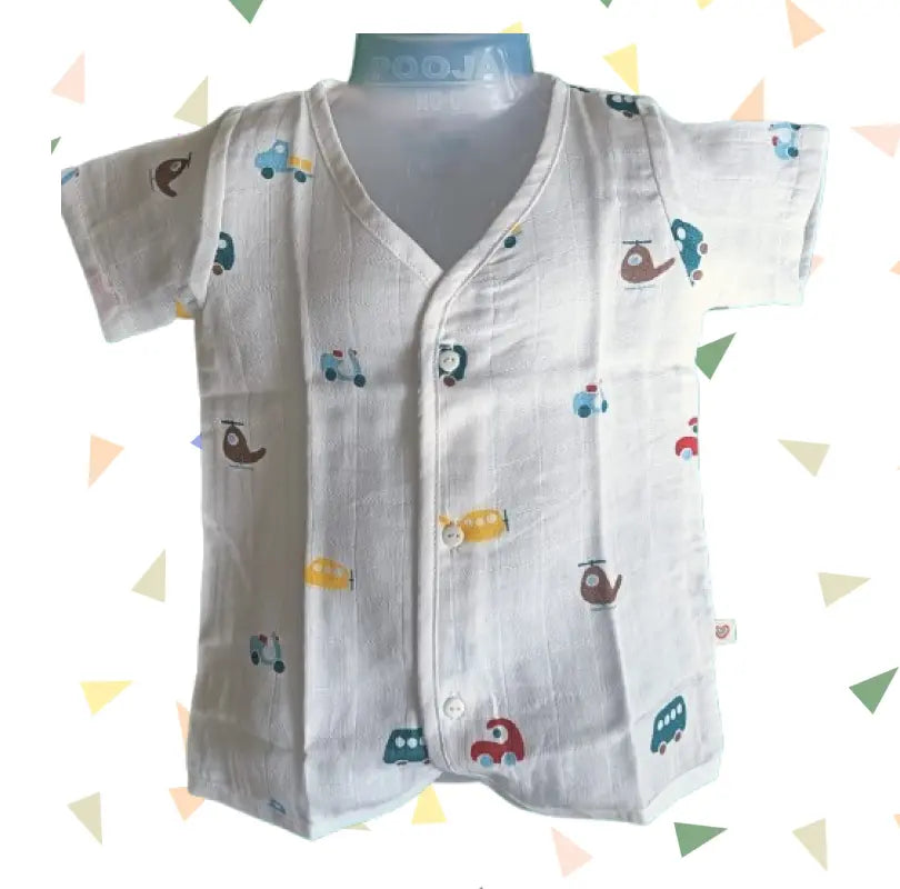 Baby Muslin T-Shirt | Vehicles print