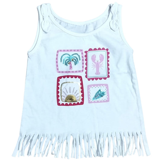 Girls Premium Sleeveless T-shirt | Kiddy Square prints