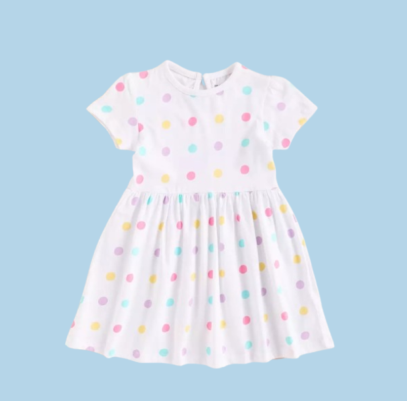 Baby Frock |  Girl baby frock | Polka dots in white