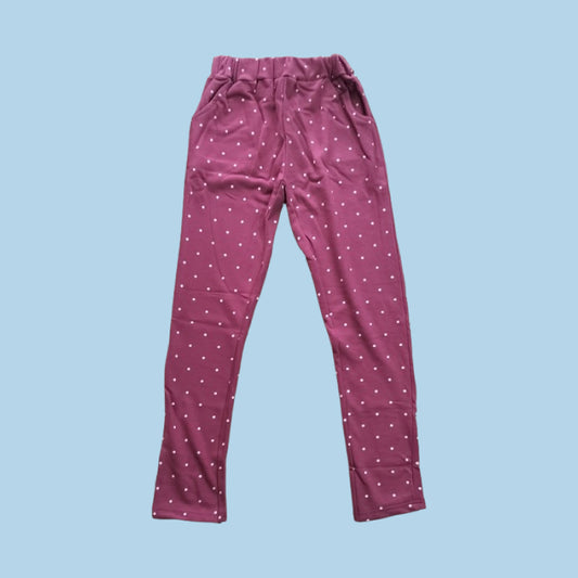 Girls Pants | White dots in light maroon