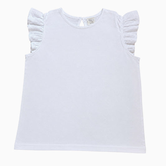 Girls Premium Top | White Top with Hakoba sleeve