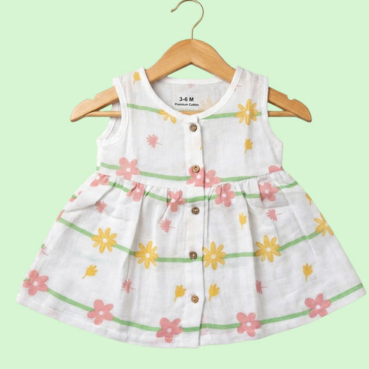 Muslin Frocks | White with small flower
