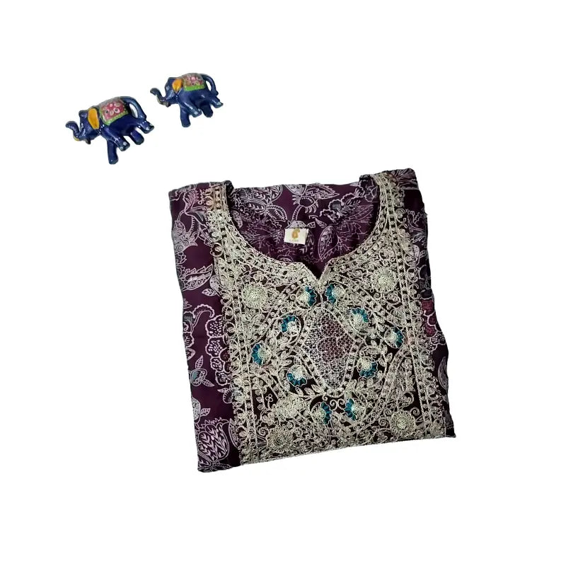 Women Anarkali | Maroonish beetroot color with zari work near yoke