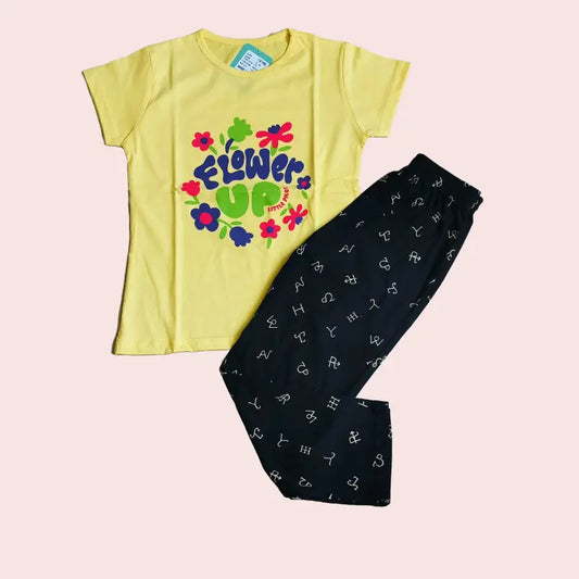 Girls Pant Set | Flowers up print