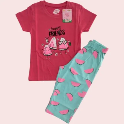 100% Cotton Girls Capri Sets, Premium Half Sleeved T-shirts with 3/4th pant, 3 to 10 years | CAPRISET