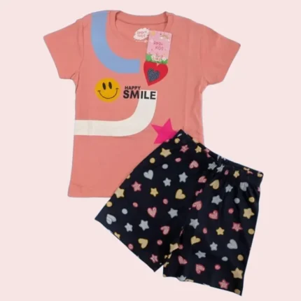 100% Cotton Girls Clothing Set - Premium Half Sleeve round neck T-shirt with shorts sets, 3 to 10years, PGSET