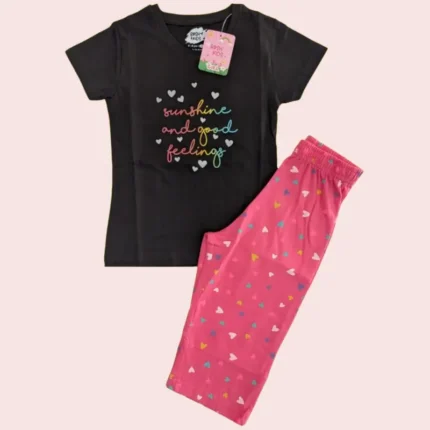 100% Cotton Girls Capri Sets, Premium Half Sleeved T-shirts with 3/4th pant, 3 to 10 years | CAPRISET