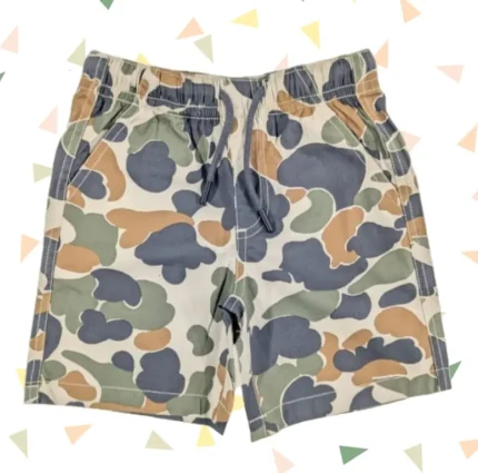 Woven Shorts with pockets and tie knots | Army Print | 2 to 8 years | WSHORTS