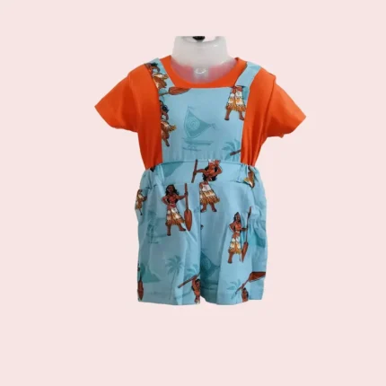Girls hosiery Cotton Dungaree set | Short Sleeve t-shirt with dungaree | 12 to 18 months | DUNGAREE