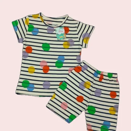 white and navy blue stripes with balls