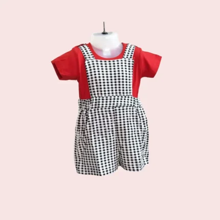 Girls hosiery Cotton Dungaree set | Short Sleeve t-shirt with dungaree | 2 to 3 years | DUNGAREE