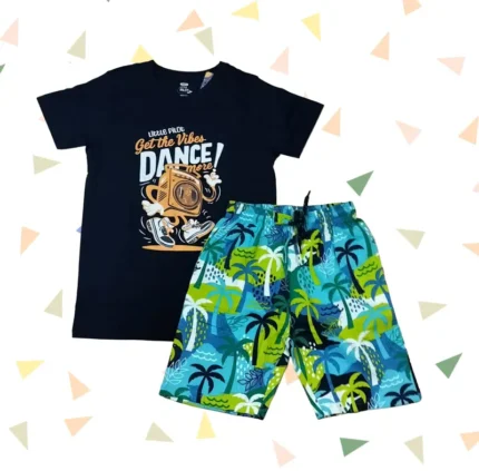 100% Cotton Boys Clothing Set – Half Sleeve T-shirt with Shorts sets| Tee with shorts set | BSET | Dance print