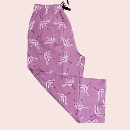 Women Capri pants (3/4th pants) with Pocket, elasticated waist with Tie knots, Printed pants- Swans in pink| CAPRIS